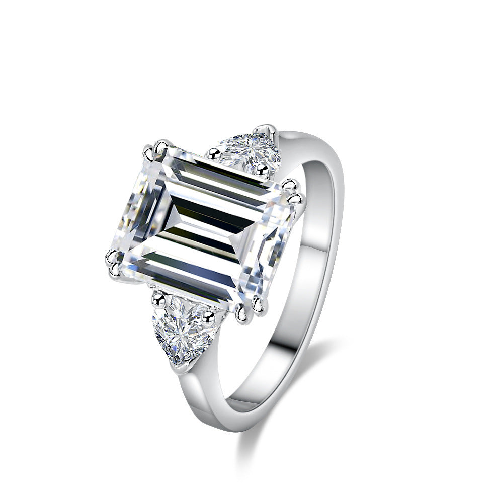 Luxury Inlaid Special-shaped Emerald Rectangular Rectangle Ring