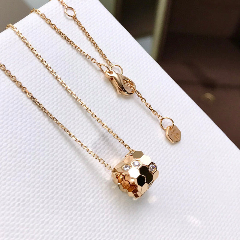 Ladies Hexagonal Honeycomb Sterling Silver Necklace