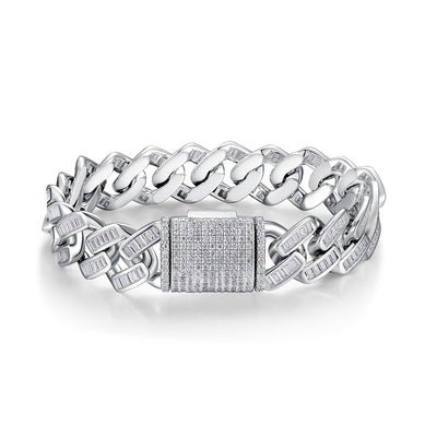 925 Silver Non-fading Moissanite Men's Bracelet High Version