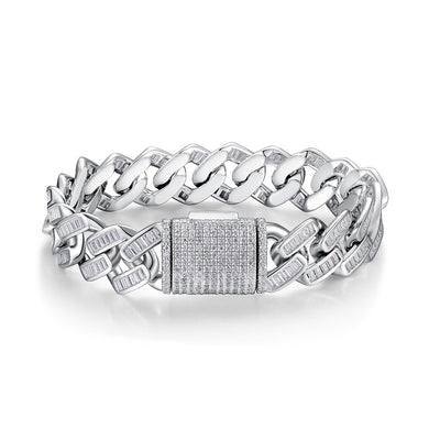 925 Silver Non-fading Moissanite Men's Bracelet High Version