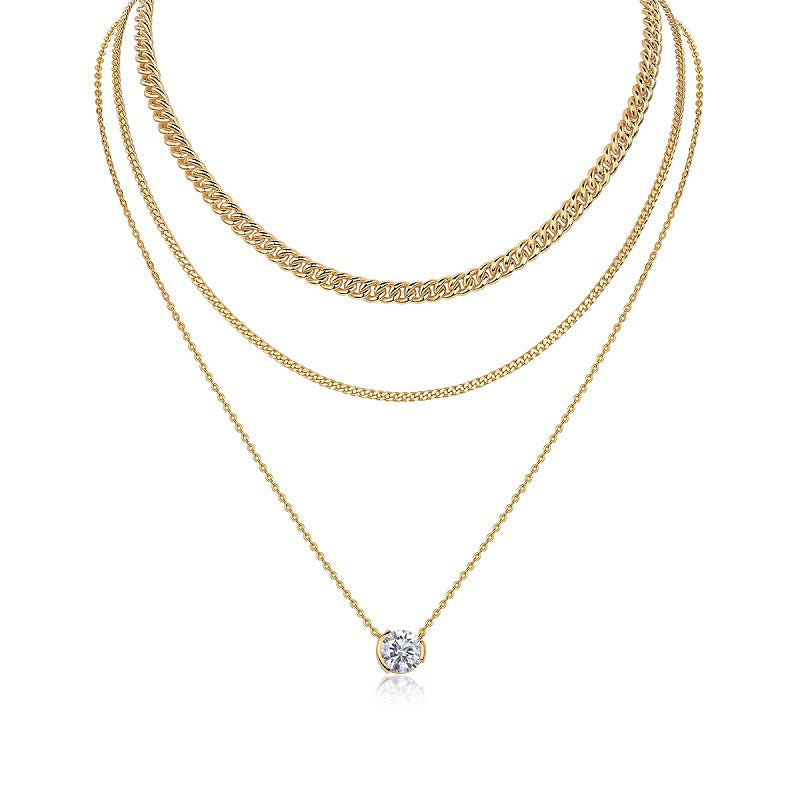 925 Silver European And American Twin Clavicle Chain Necklace