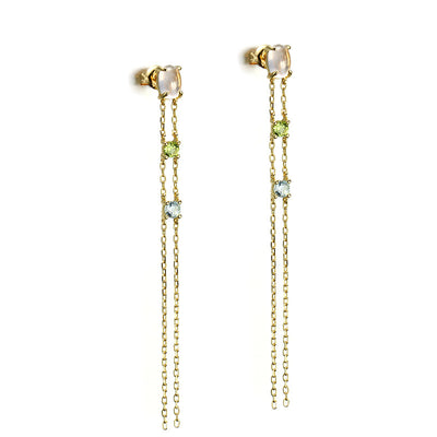 Natural Crystal Tassel Double-layer Earrings For Women
