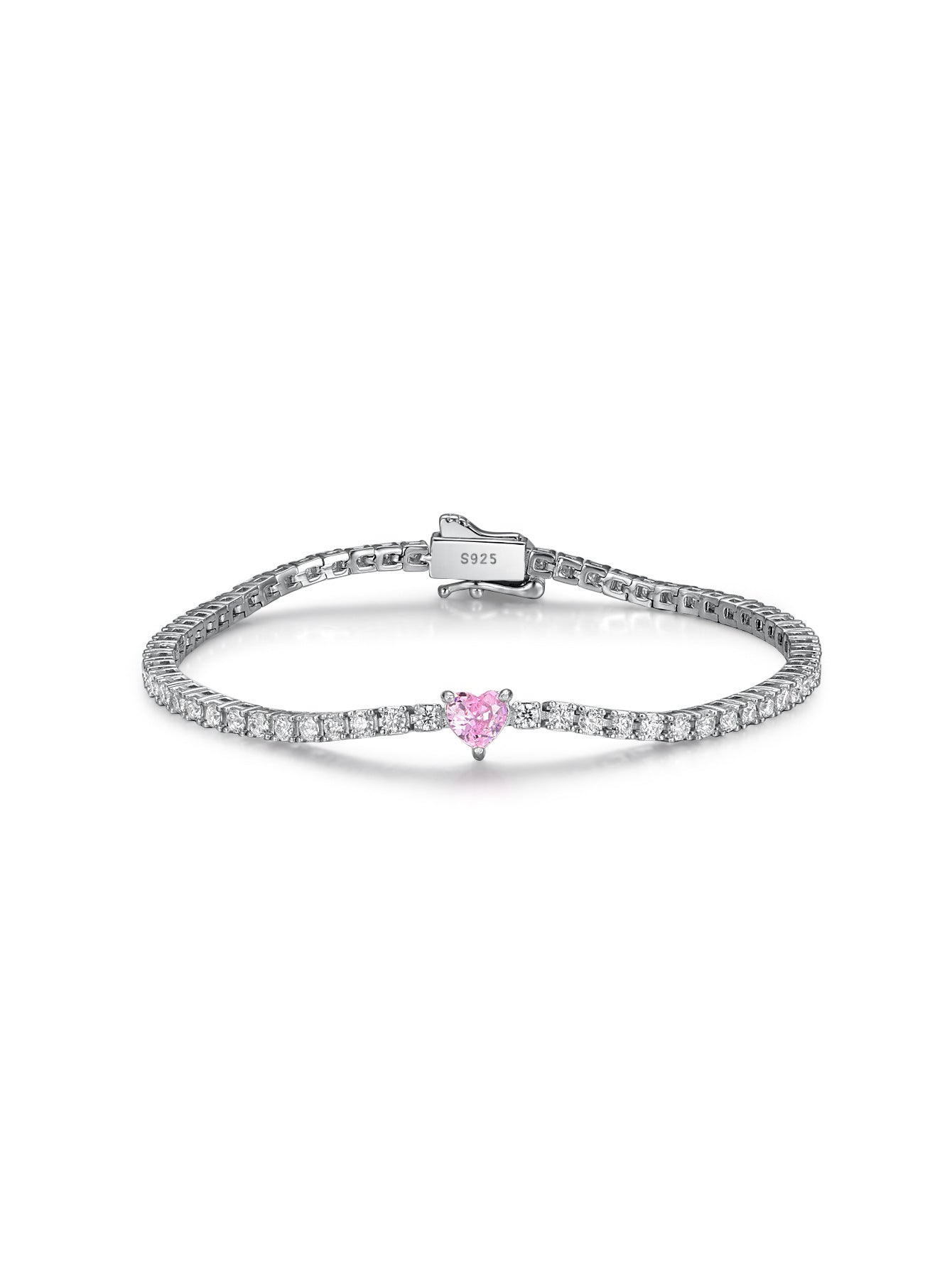S925 Silver Heart-shaped Moissanite Bracelet