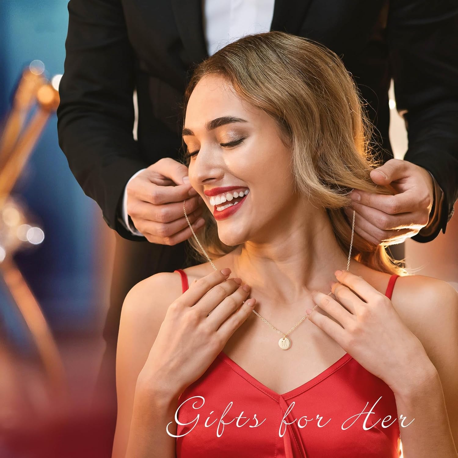 Golden Disc Initial Necklace – 14K Gold Filled Personalized Pendant, Minimalist Jewelry Gift for Women & Girls