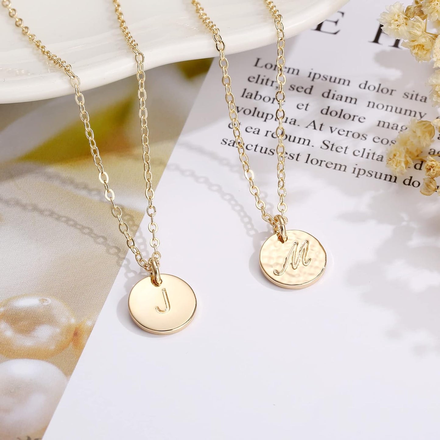 Golden Disc Initial Necklace – 14K Gold Filled Personalized Pendant, Minimalist Jewelry Gift for Women & Girls