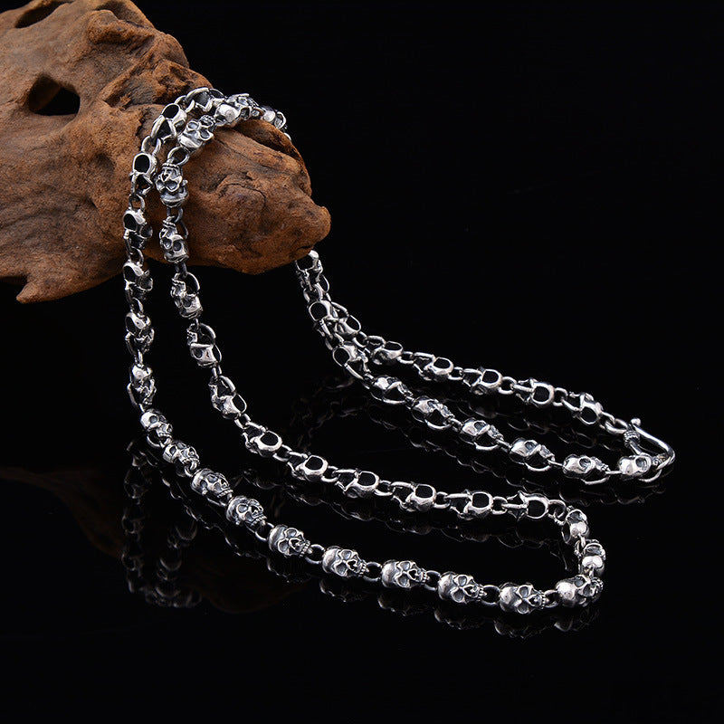 S925 Sterling Silver Fine 6mm Skull Necklace