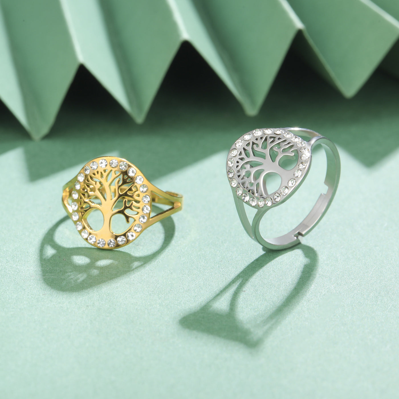 Spot Drill Hollow Tree Open Ring Jewelry