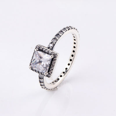 White Copper Ring Female Panjia Square Zircon  Personality Creative Style