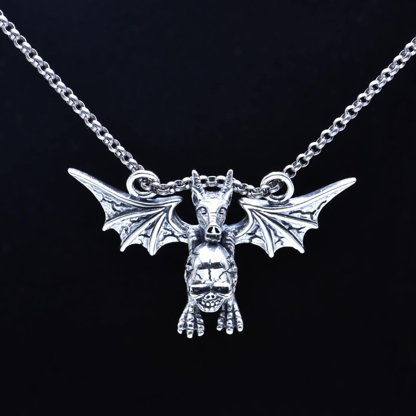 Silver 925 Vintage Pterosaur Skull Pendant