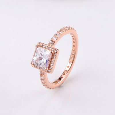 White Copper Ring Female Panjia Square Zircon  Personality Creative Style
