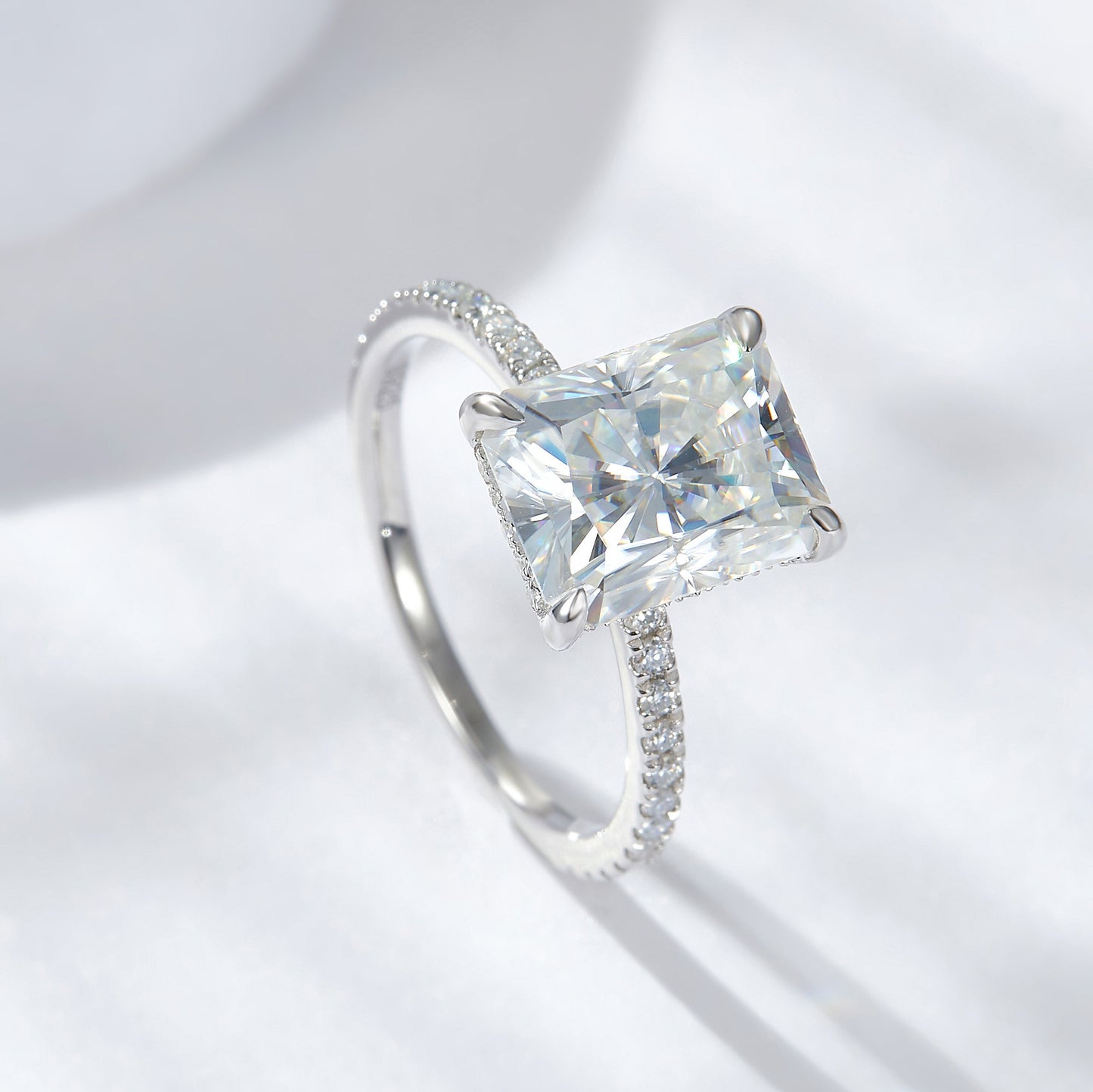 4 Karat Radiant925 Silver Moissanite Ring