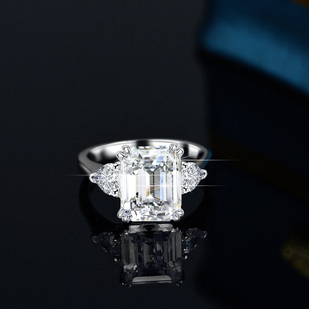 Luxury Inlaid Special-shaped Emerald Rectangular Rectangle Ring