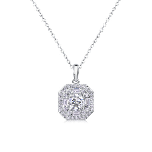 Small Square Bag - A Fashionable And Luxurious Diamond Jewelry Piece Set With 1-carat Moissan Diamond S925 Sterling Silver And Platinum-plated Pendant