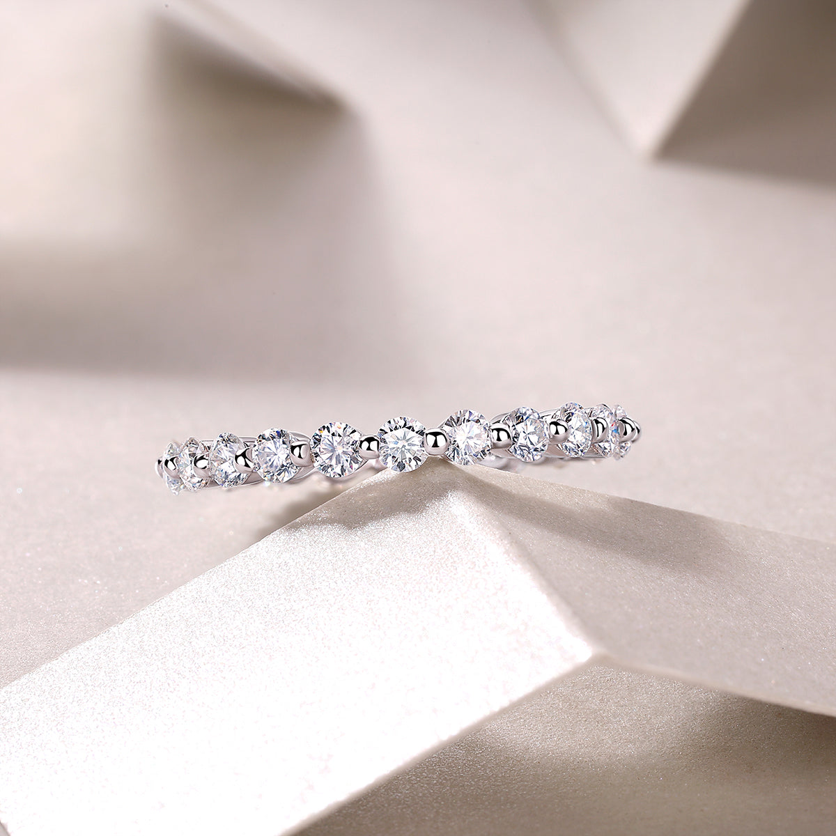 Luxury Moissanite Rings in Sterling Silver – The Perfect Row of Diamonds