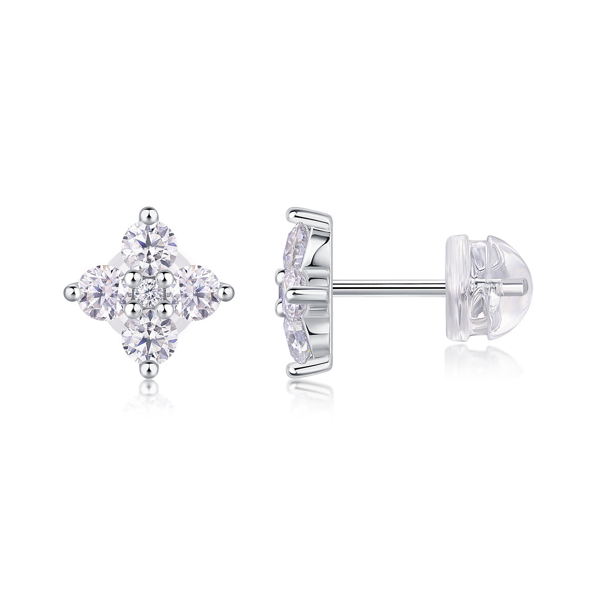 Sweetheart French - Fashionable And Luxurious Diamond Jewelry Set With Moissanite S925 Sterling Silver And Platinum-plated Stud Earrings