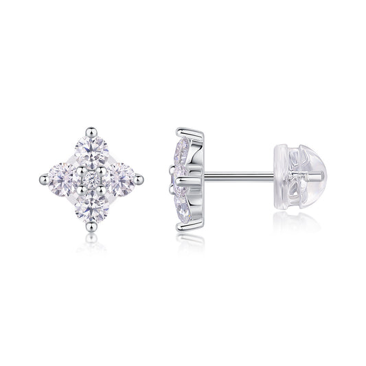 Sweetheart French - Fashionable And Luxurious Diamond Jewelry Set With Moissanite S925 Sterling Silver And Platinum-plated Stud Earrings