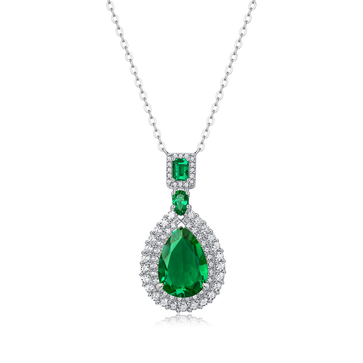 S925 Silver Reverie Pendant With Chain Cultivation Emerald Necklace