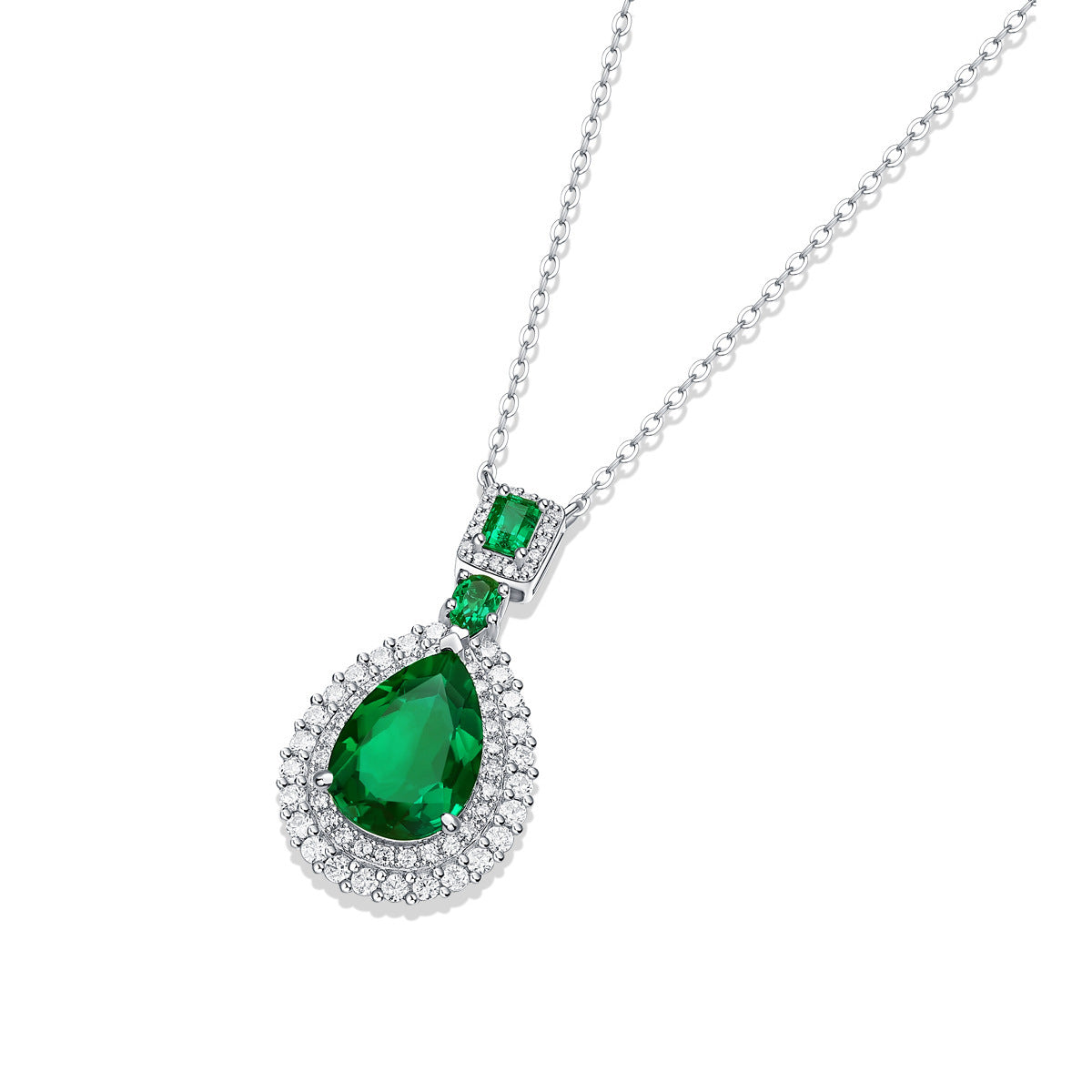 S925 Silver Reverie Pendant With Chain Cultivation Emerald Necklace