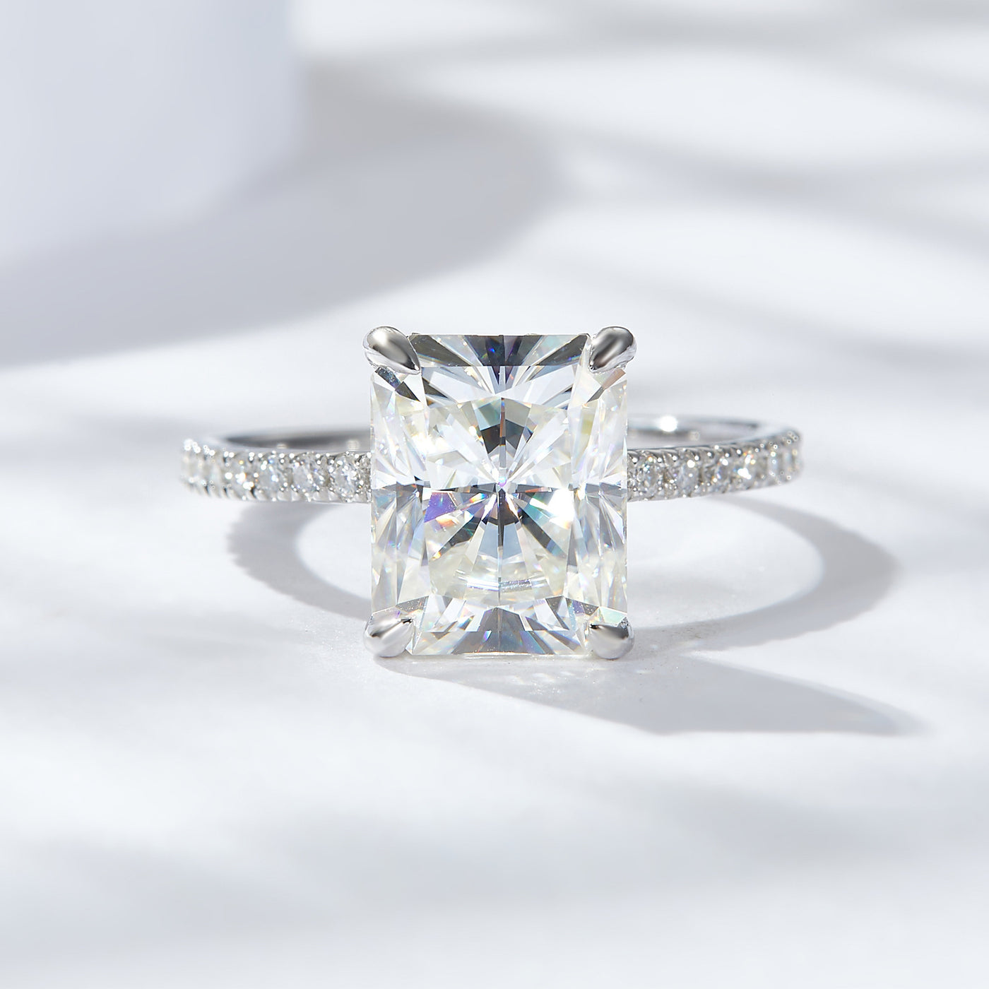 4 Karat Radiant925 Silver Moissanite Ring