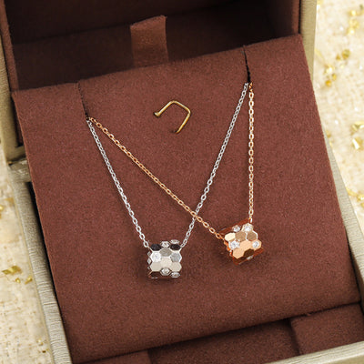 Ladies Hexagonal Honeycomb Sterling Silver Necklace