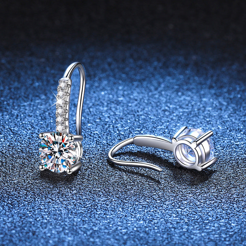 Moissanite S925 Sterling Silver French Refined Simple Earrings
