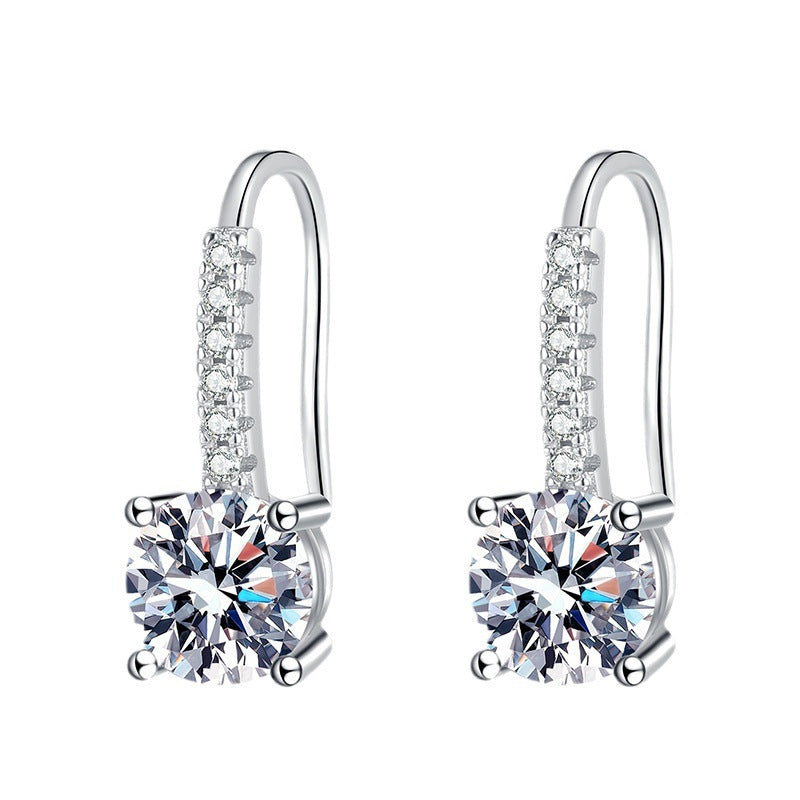 Moissanite S925 Sterling Silver French Refined Simple Earrings
